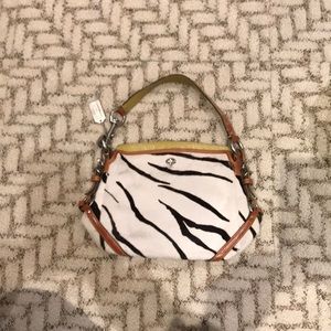 Coach zebra purse black white real leather